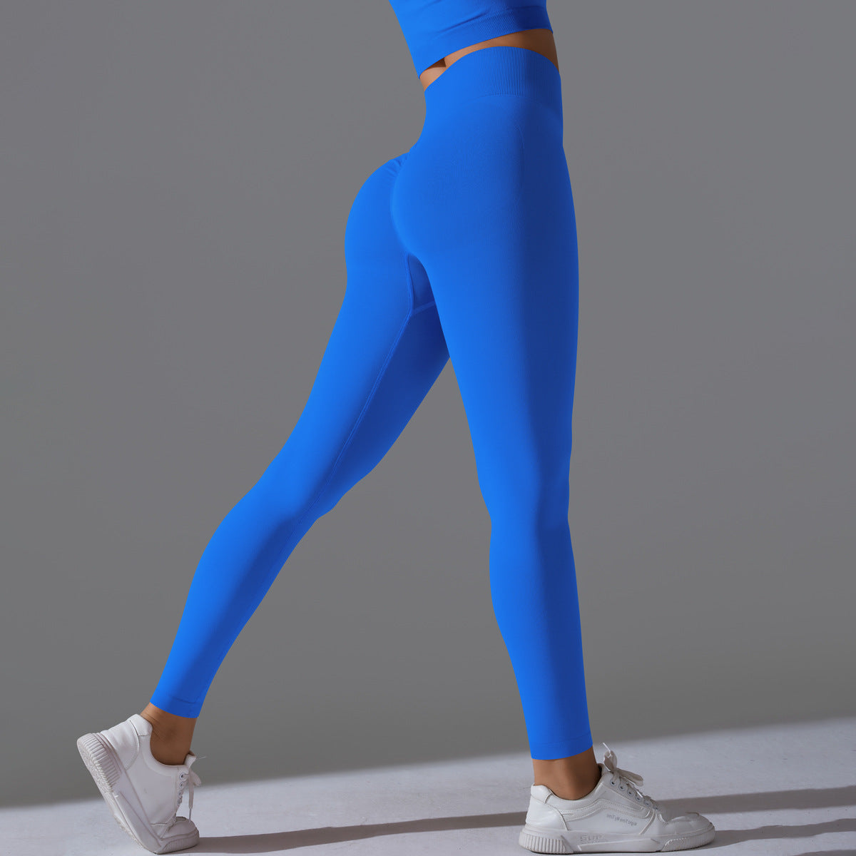 Seamless Solid Peach Sports Trousers for Women - Tight Running Fitness Yoga Pants with High Waist and Butt-Lifting Design