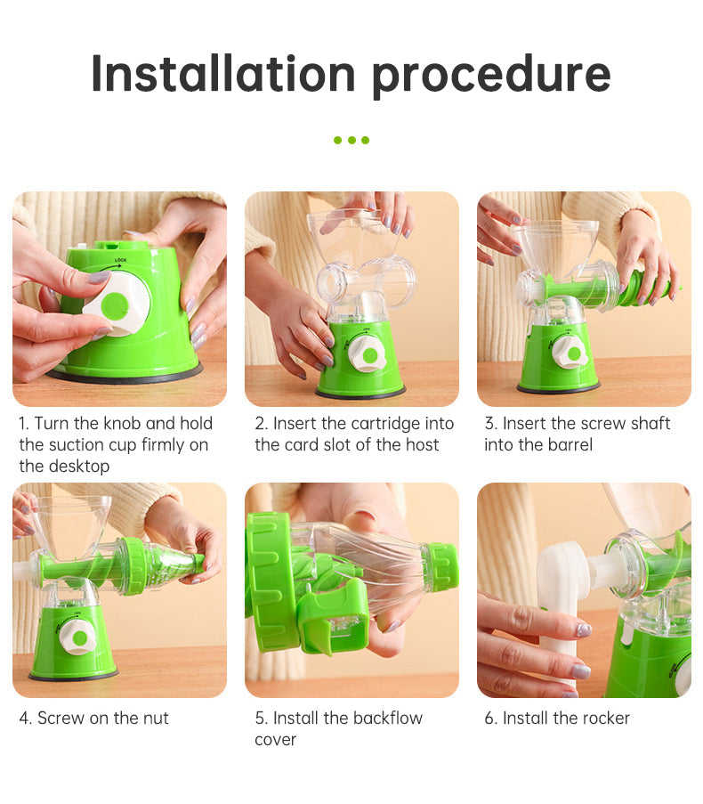 Multi Functional Manual Rotary Juicer Household Kitchen Manual Pulp Separation Juicer Small Portable Food Processor