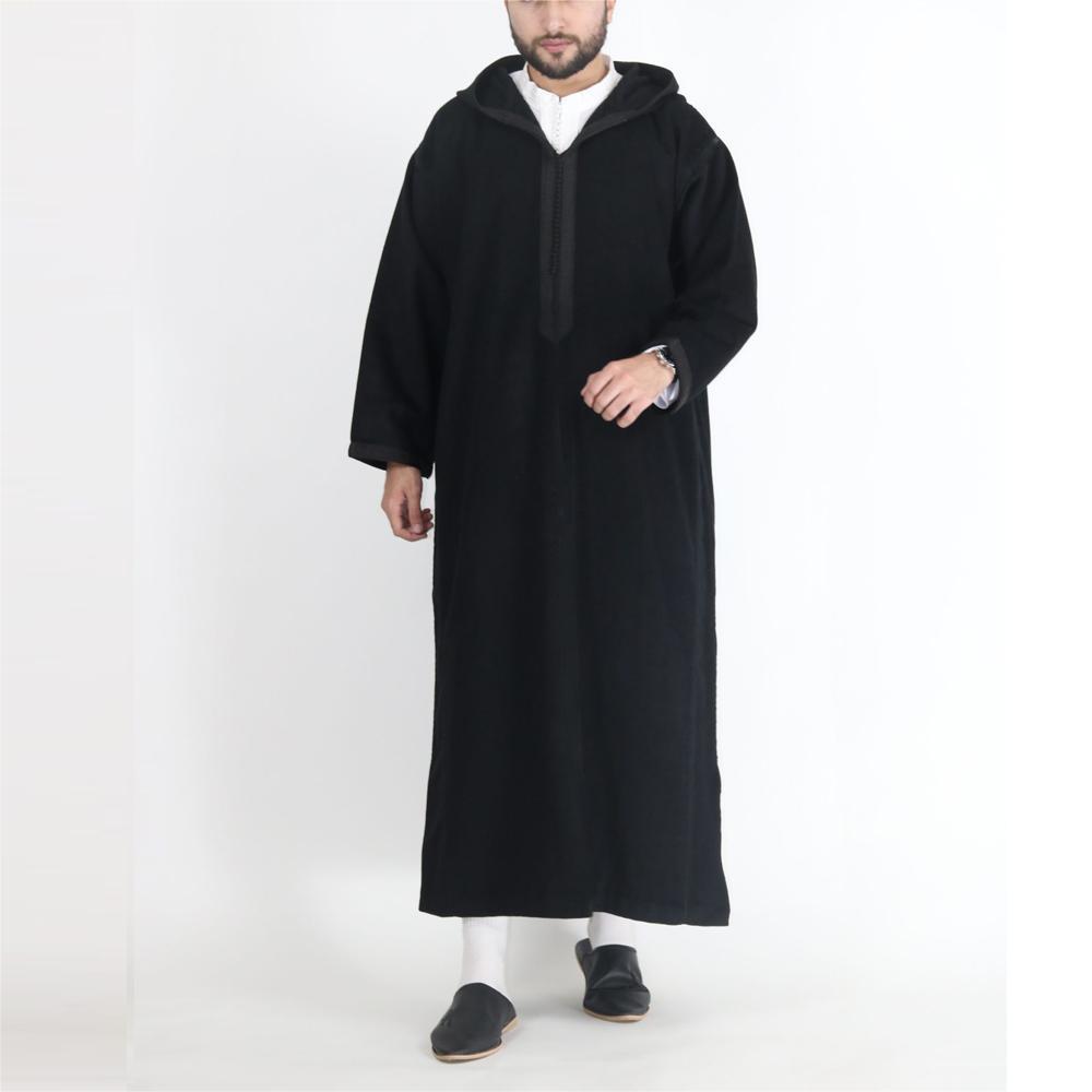 Arab-style Mens Hooded Shirt Muslim Robe