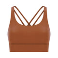 Cross back yoga bra brushed bare high-strength shock-absorbing gathering sports vest for women