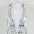 European and American women's slim fit vest top sexy hanging neck sleeveless high slit jumpsuit