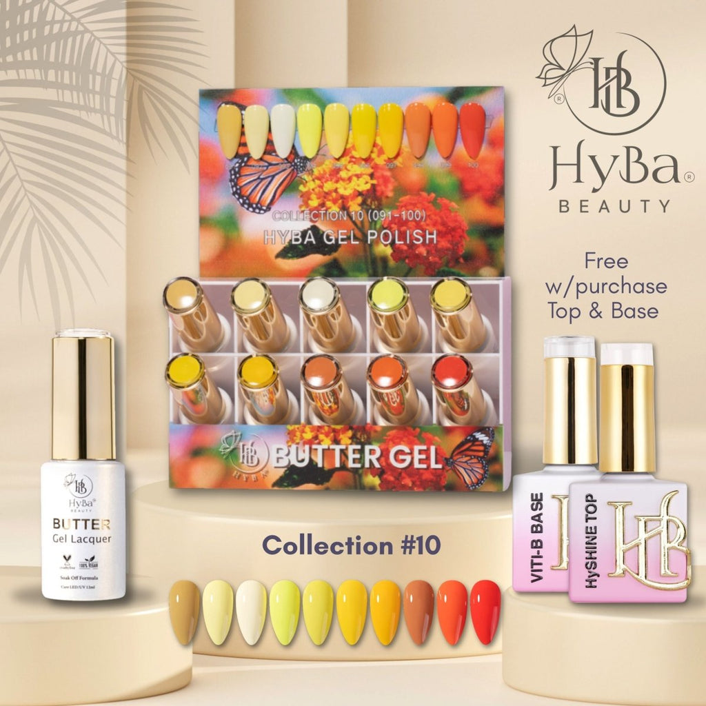 BUTTER Gel Polish SERIES Collection 10 (Colors #091-#100) - Free Top & Base