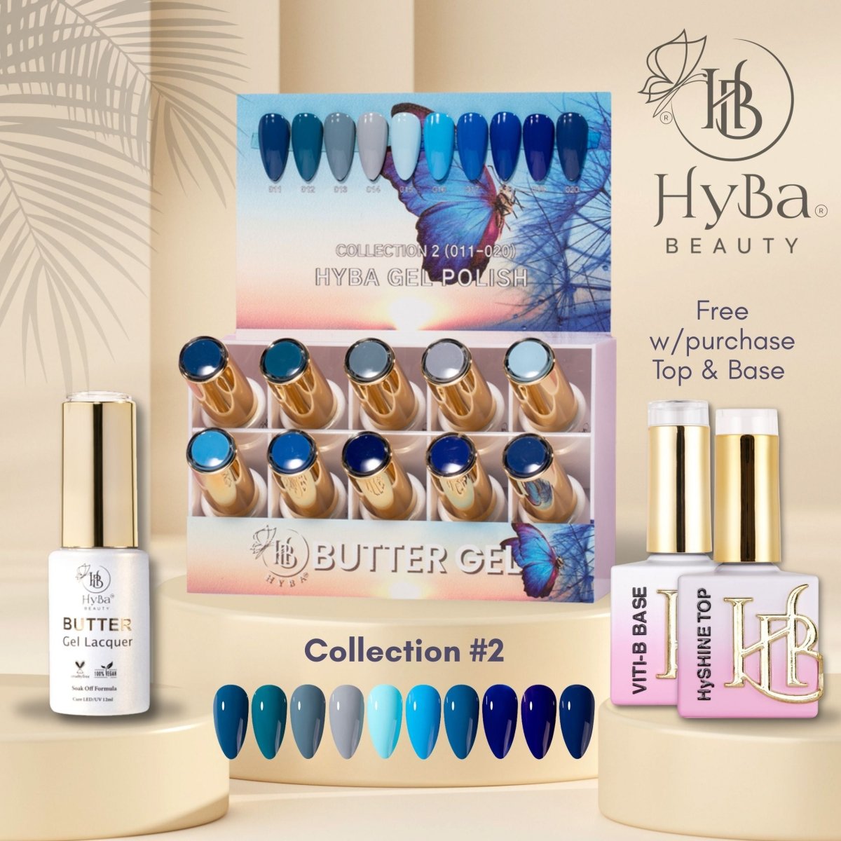BUTTER Gel Polish SERIES Collection 2 (Colors #011-#020) - Free Top & Base